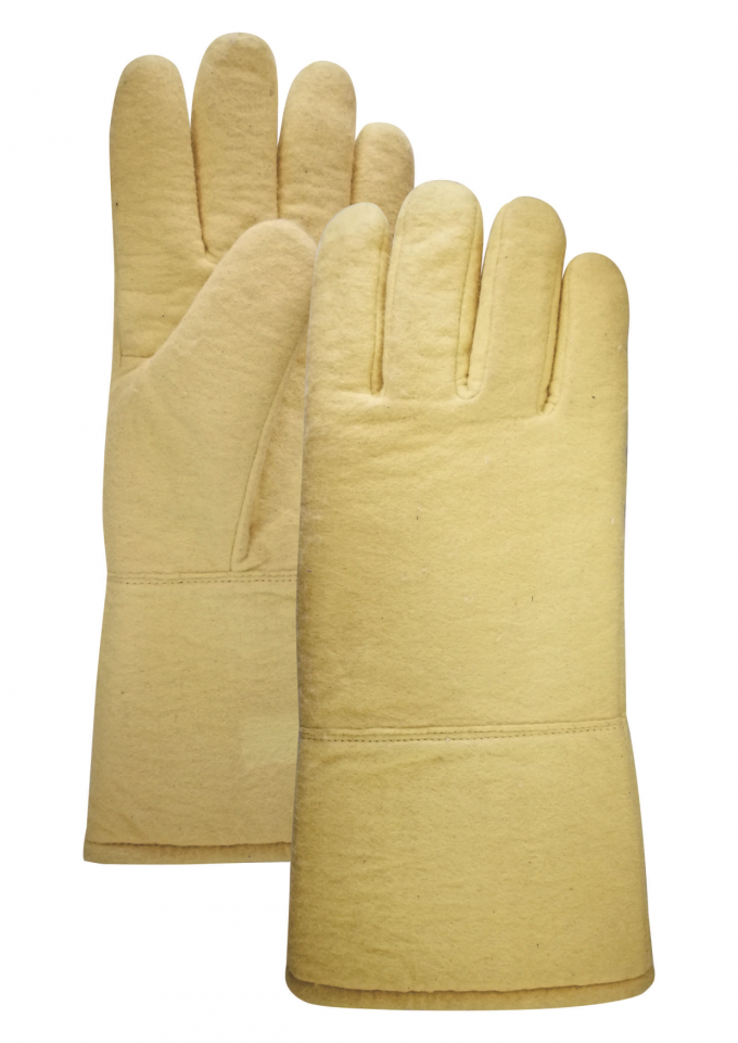 Yellow kevlar felt 350 Degrees Fire Resistant Work Gloves 2 layers