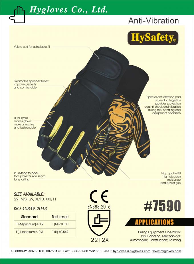 Tool Handling PU Anti Vibration Gloves EN ISO 10819 2013 / A1 2019