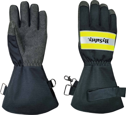 Dexterity level 5 Long cuff EN659 certified Firefighter Gloves with Moisture Barrier and Reflective Strap