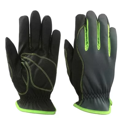 CE Certified PU Mechanics Wear Gloves with Hi-Viz Piping and Breathable Stretchable Fabric for Landscaping