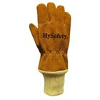 Hysafety Fireman Gloves / Cowhide Leather Work Gloves Classic Wristlet Cuff