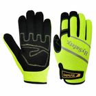 Waterproof Hysafety Mechanics Wear Gloves Medium Duty Hi Vis Green Spandex Back
