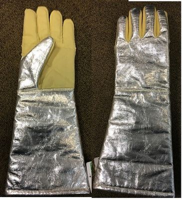 EN407 4 Layers Palm Heat Resistant Work Gloves Aluminized Back And Cuff