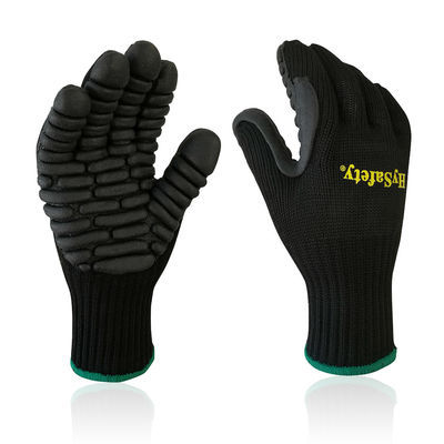 CE  Black Coating Vibration Dampening Gloves / Vibration Protection Gloves