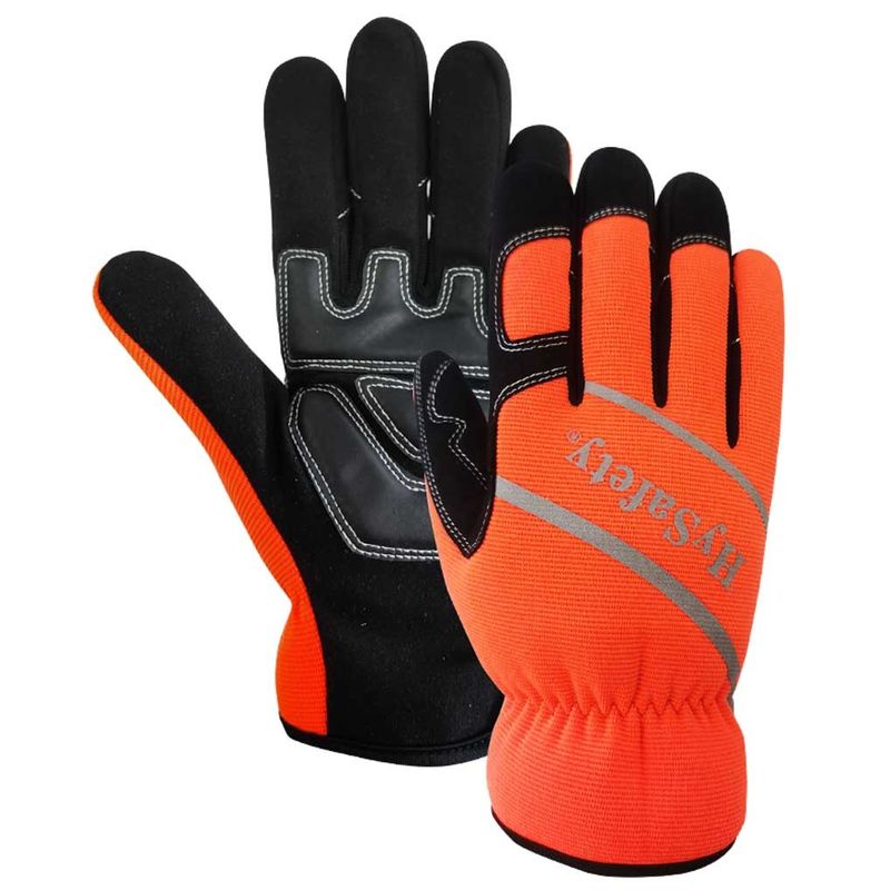 Tear Resistance Hi Vis Mechanic Gloves With Pu Anti Vibration Super Grip