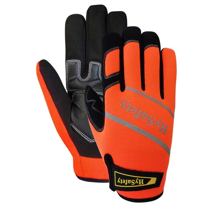 Anti Vibration S to XL Hi Viz mechanic hand gloves , Super Grip Work Gloves