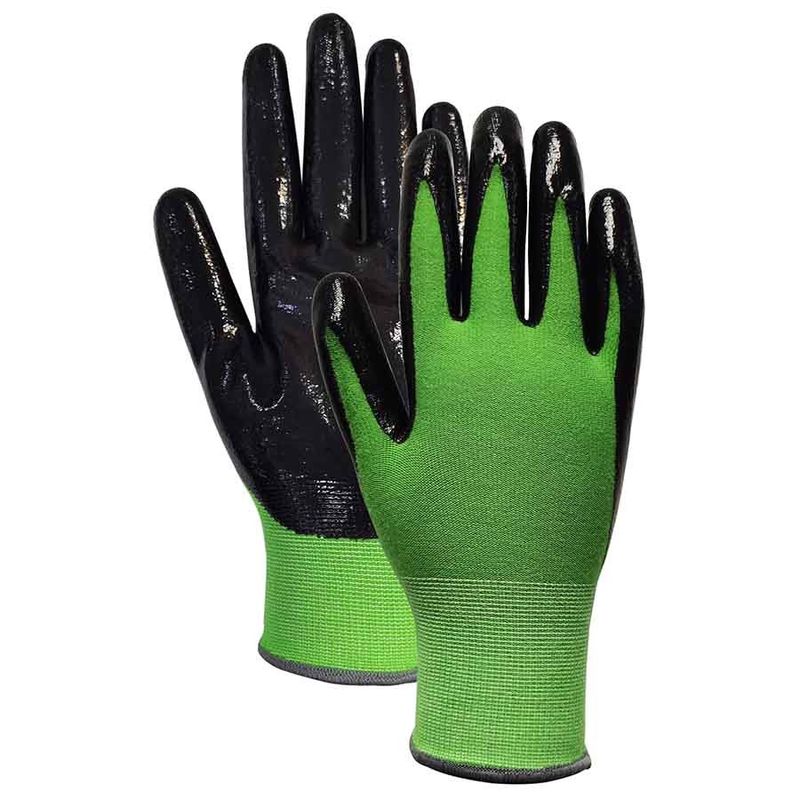Middle Duty Gardening Work Gloves Bamboo Viscose Knit Palm Nitrile Coated