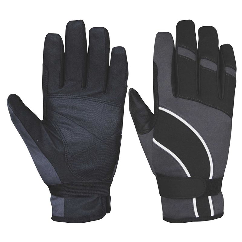 Ladies PU Palm Velcro Cuff Equestrian Gloves Breathable Spandex Fabric