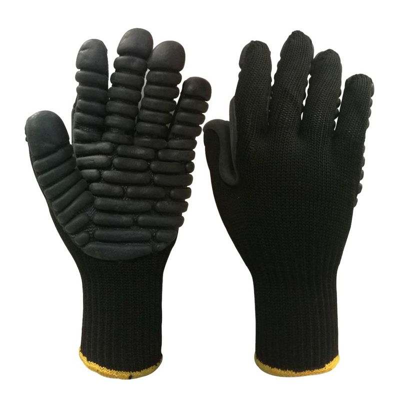 CE  Black Coating Vibration Dampening Gloves / Vibration Protection Gloves