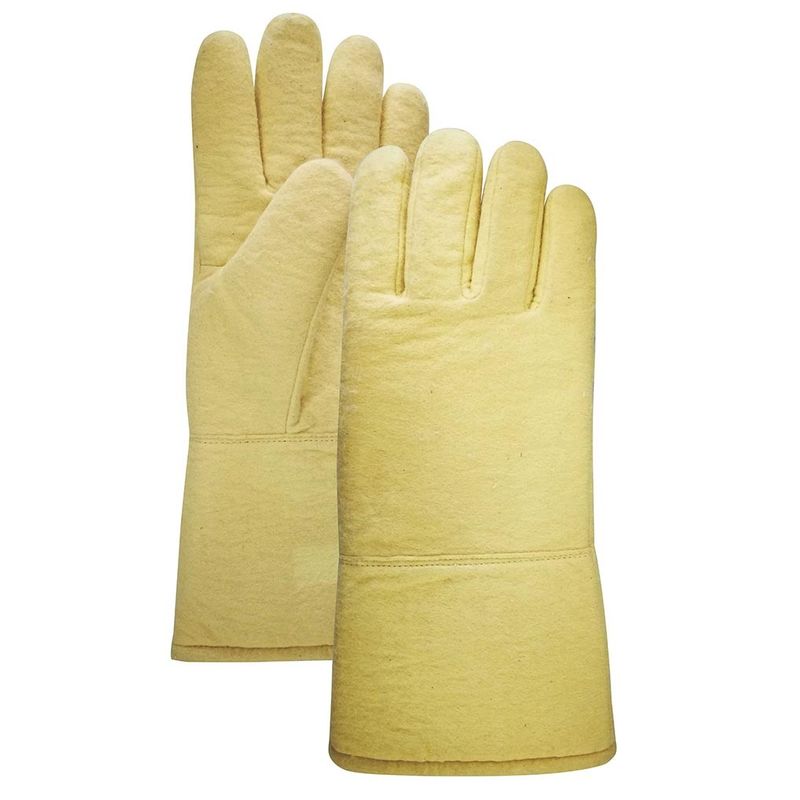 Yellow kevlar felt 350 Degrees Fire Resistant Work Gloves 2 layers